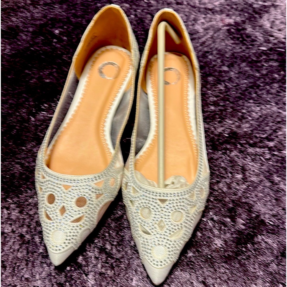 White sparkly flats